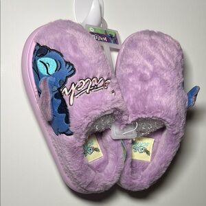 Disney Purple Fuzzy Stitch Slippers